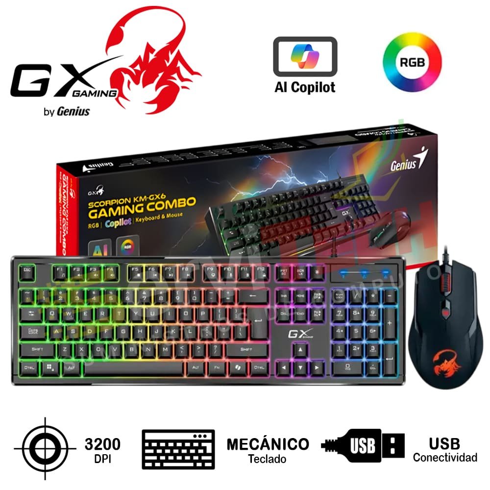 Teclado KIT 2 en 1 Genius Scorpion KM GX6 - Cableado