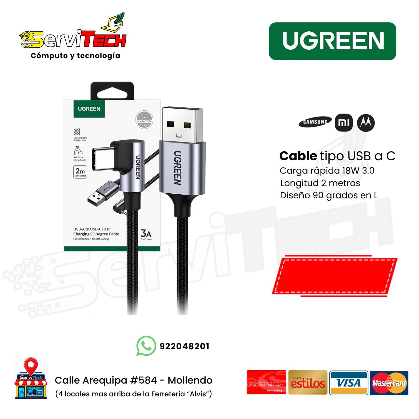 Cable de datos Tipo USB a C 2M UGREEN