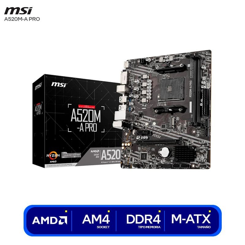 Placa Madre MSI A520M-A PRO AM4