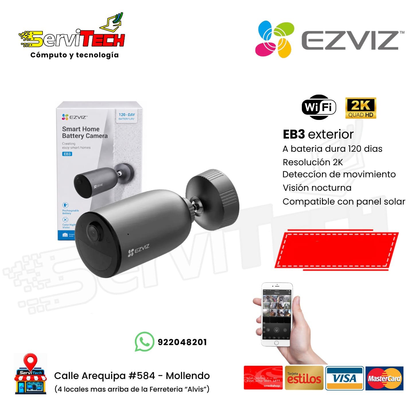 Camara inalambrica EZVIZ Eb3 2K Bateria 120 dias (exterior fija)