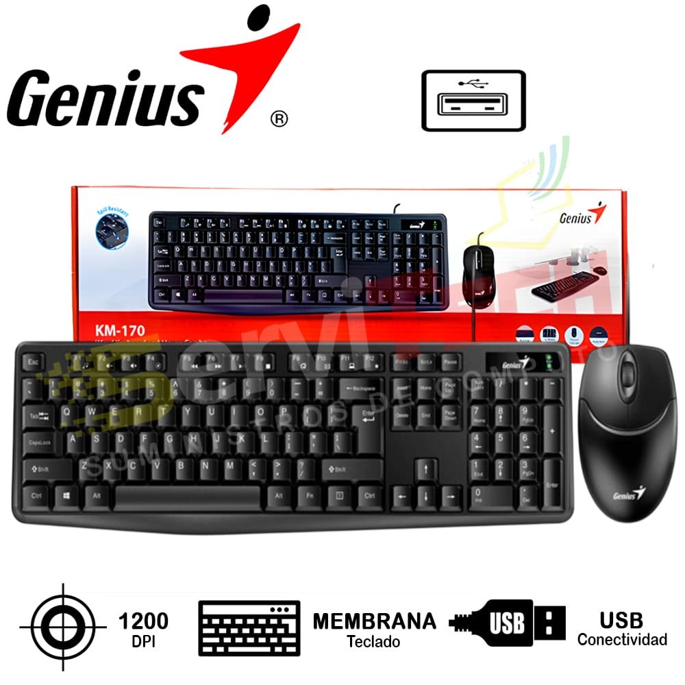 Kit 2 en 1 Teclado/Mouse GENIUS KM170 - Cableado