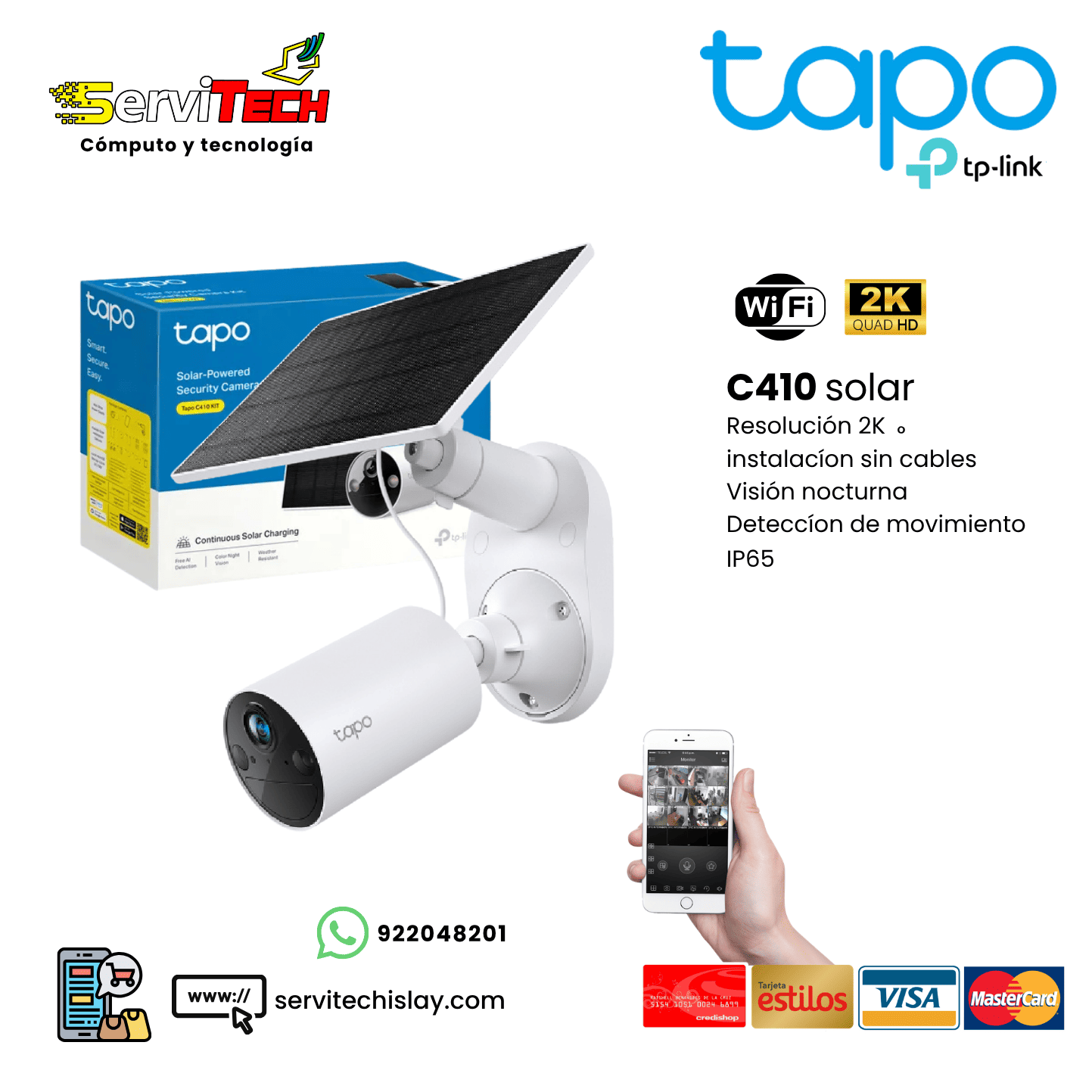 Camara Inalambrica Solar TAPO C410 2K (Exterior Fija)