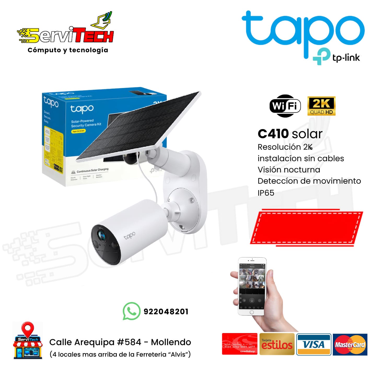 Camara inalambrica Solar TAPO C410 2K (Exterior Fija)