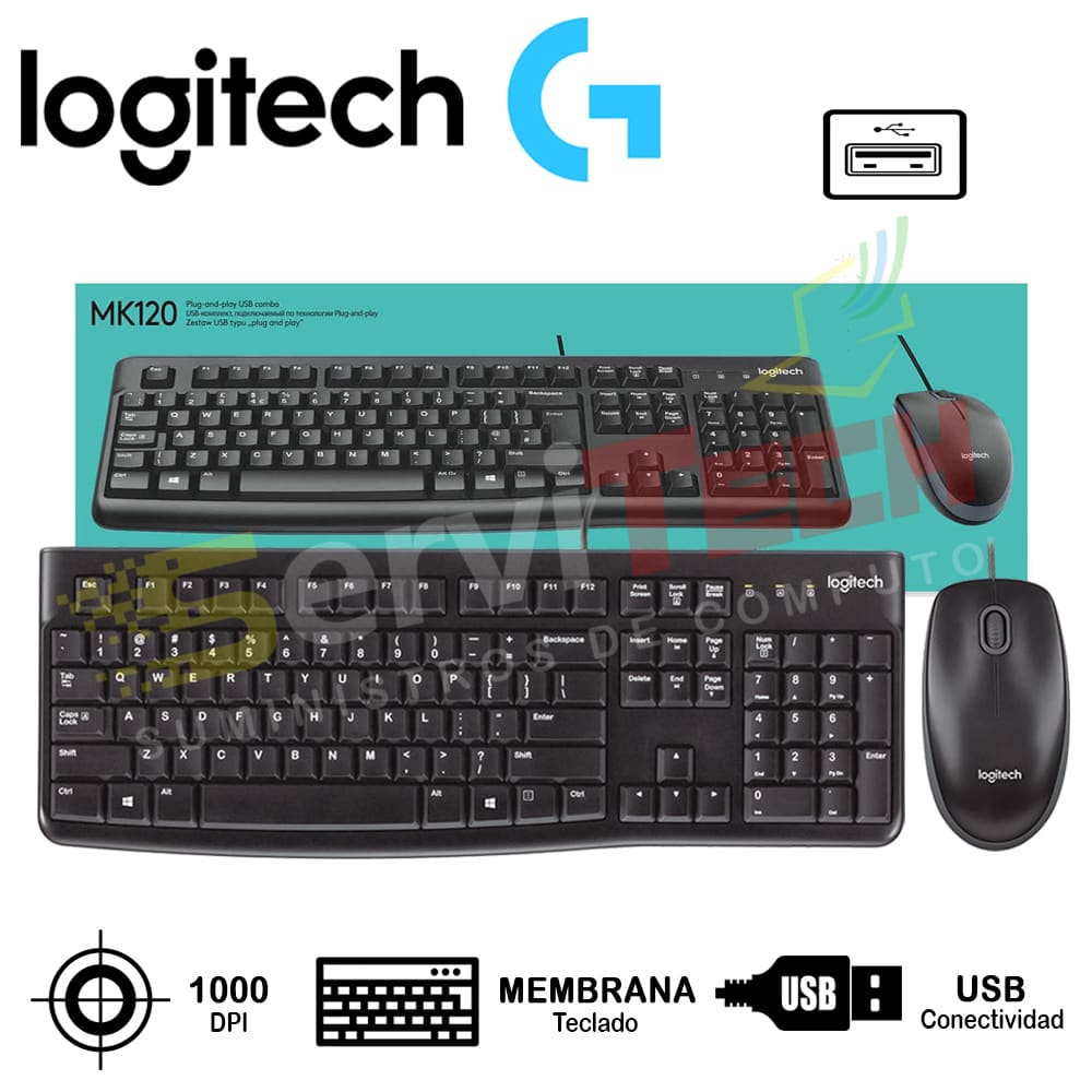 Kit 2 en 1 Teclado/Mouse LOGITECH MK120 - Cableado