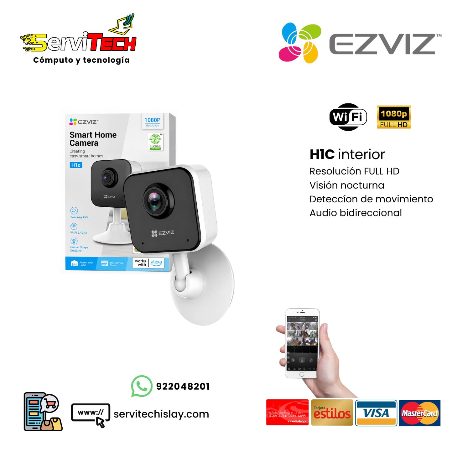 Camara inalambrica EZVIZ H1C Full HD (interior fija)