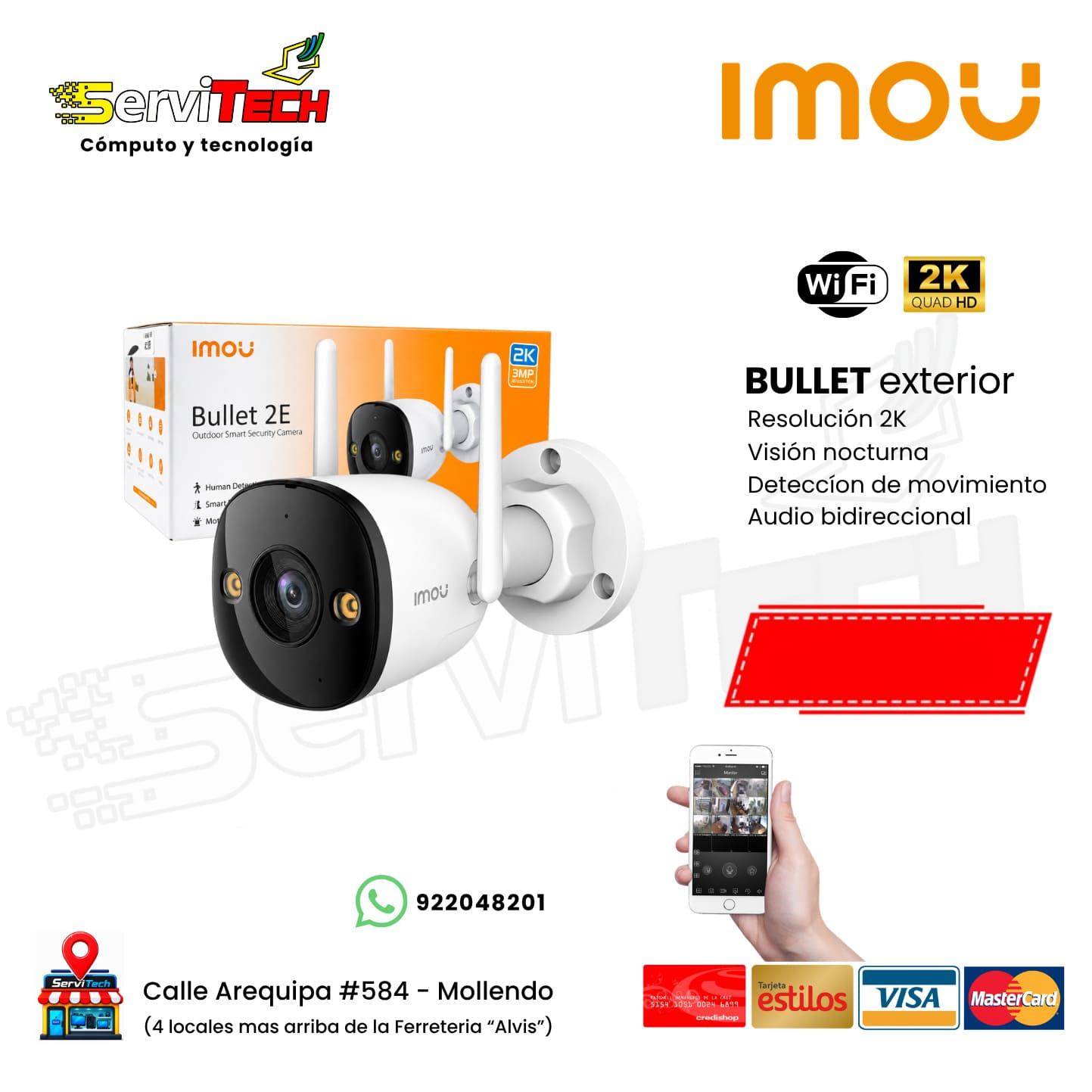 Camara inalambrica IMOU Bullet 2K (exterior fija)