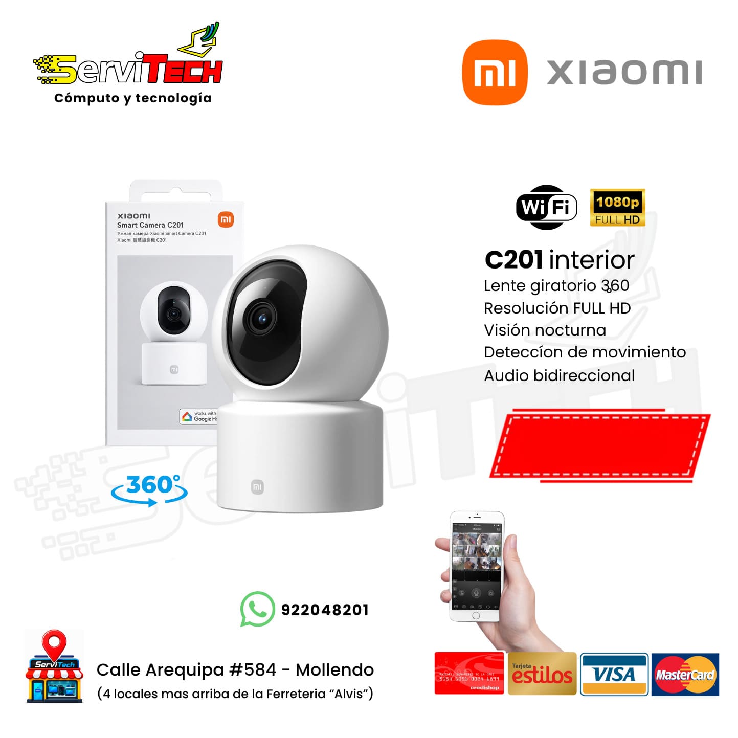 Camara inalambrica XIAOMI Smart Camera C201 (interior giratoria)