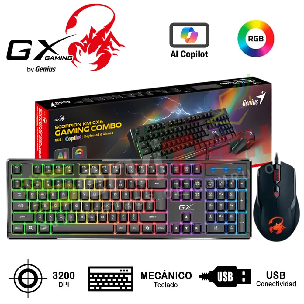 Teclado KIT 2 en 1 Genius Scorpion KM GX6 - Cableado