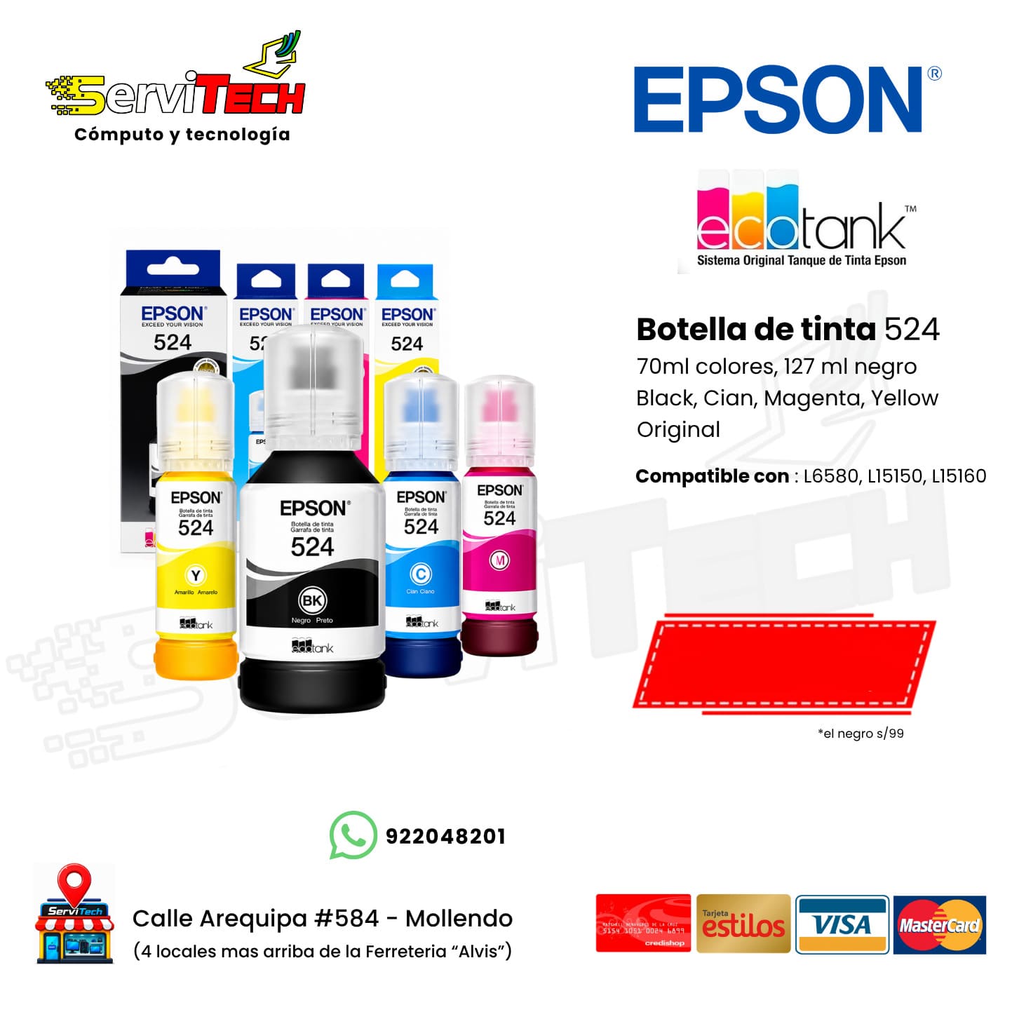 Botellas de tinta EPSON 524 - 70ml / 127ml