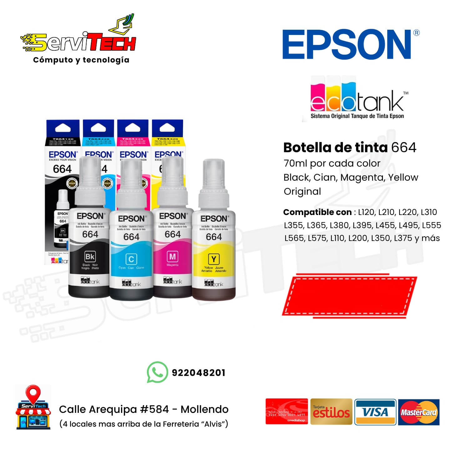 Botellas de tinta EPSON 664 - 70ml