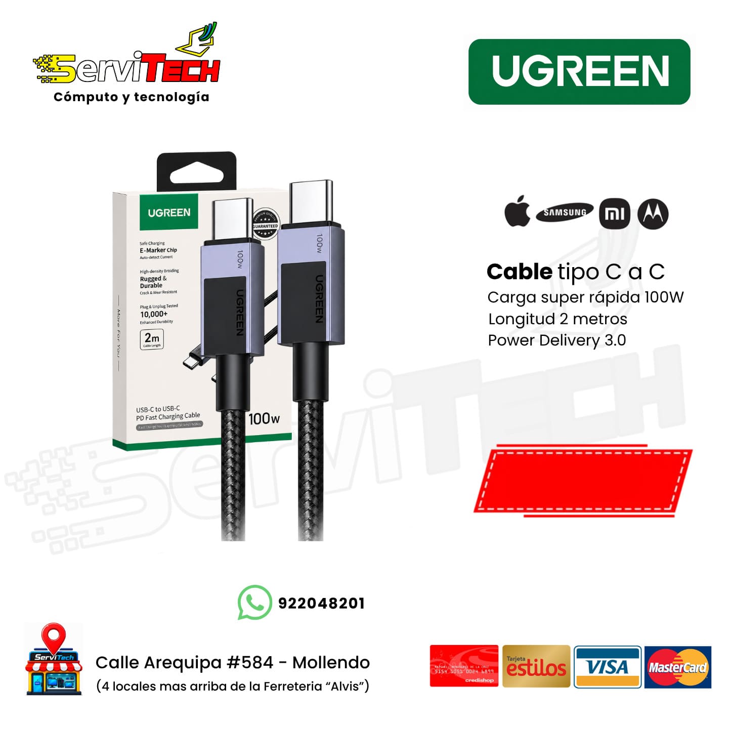Cable de datos C a C 2M UGREEN