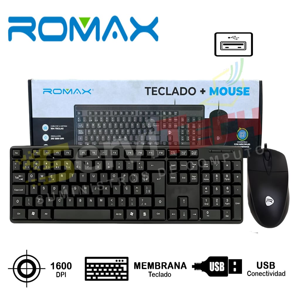KIT 2 en 1 Teclado/Mouse ROMAX TPT0017 - Cableado