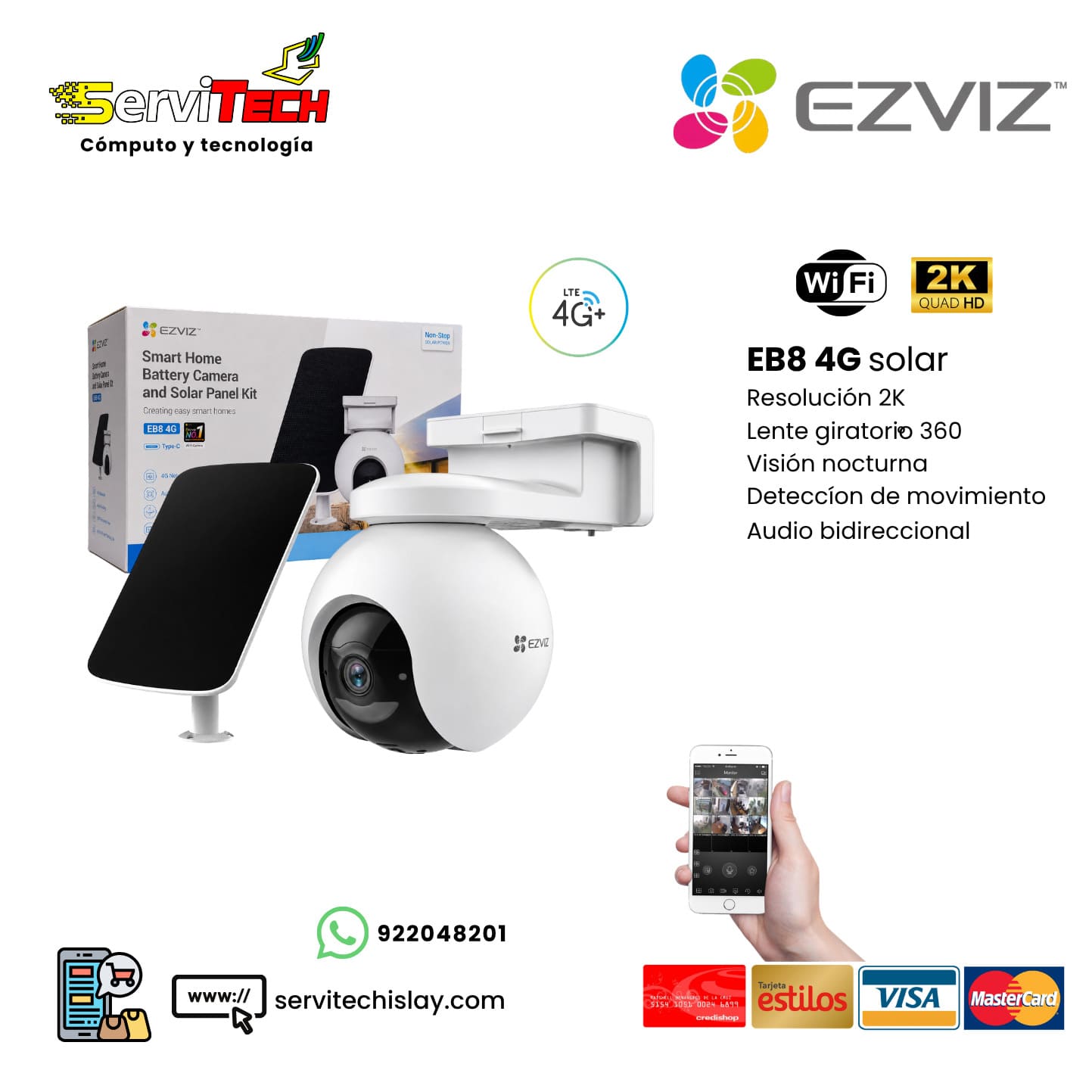 Camara Inalambrica EZVIZ EB8 4G solar2K (Exterior Giratoria)