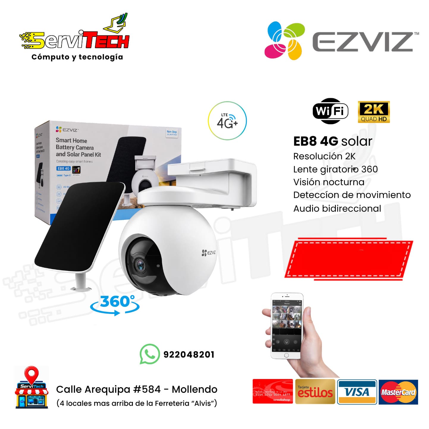 Camara inalambrica EZVIZ EB8 4G solar2K (Exterior Giratoria)