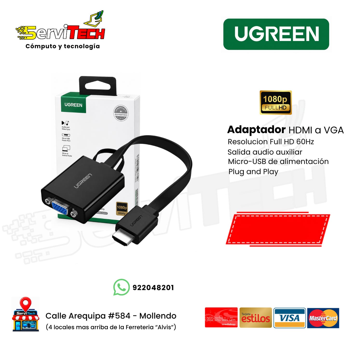 Adaptador HDMI a VGA UGREEN