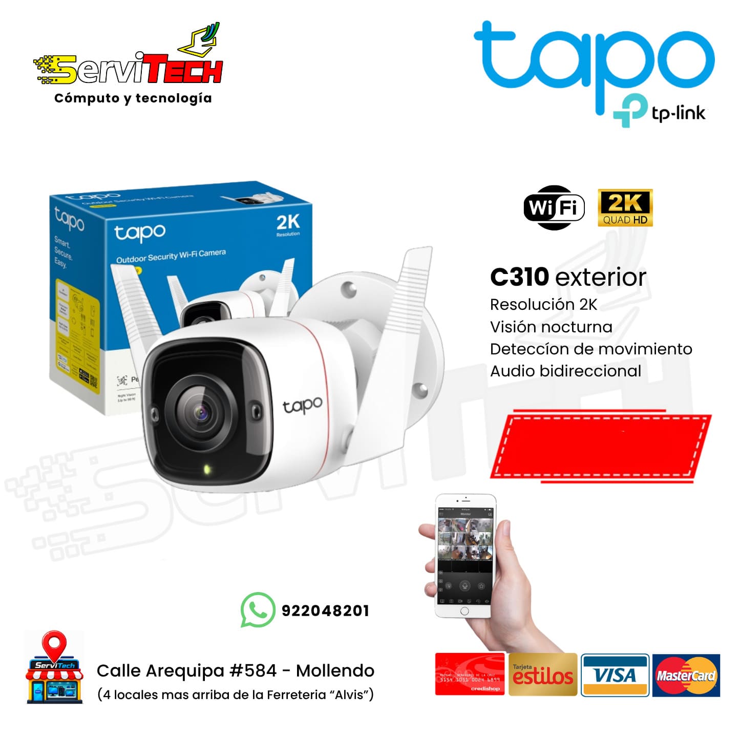 Camara inalambrica TAPO C310 2K (Exterior Fija)