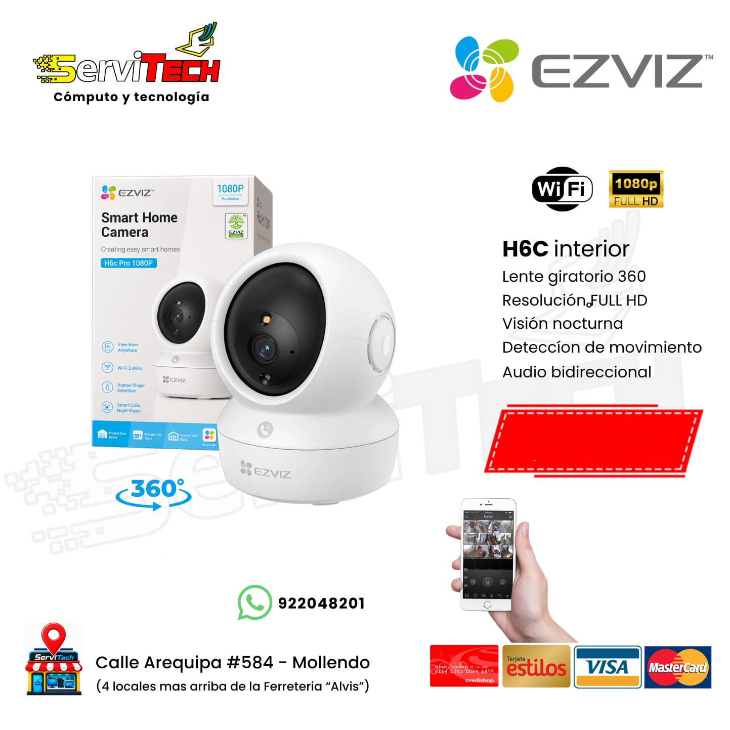 Camara inalambrica EZVIZ H6C FULL HD (interior giratoria)