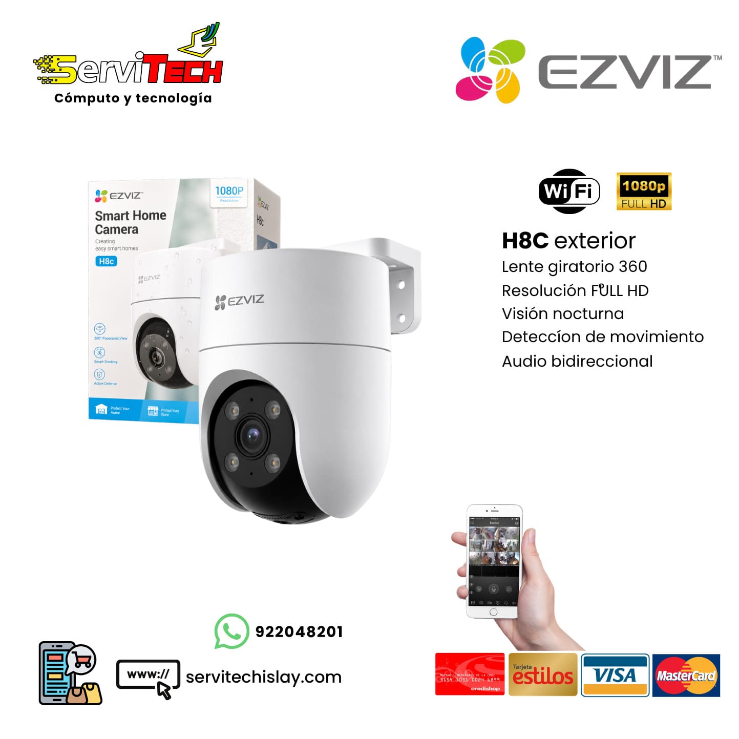 Camara inalambrica EZVIZ CS-H8C Full HD (exterior giratoria)