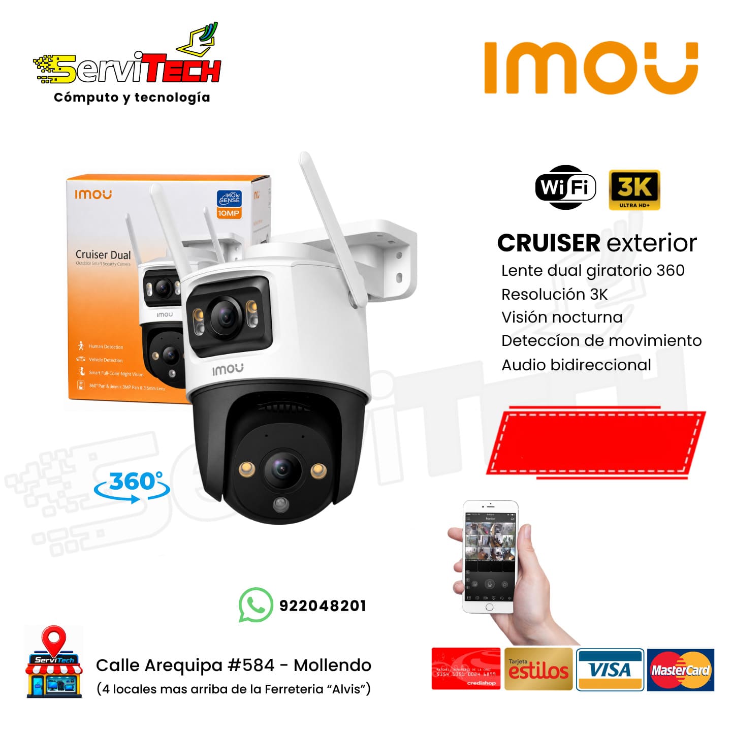Camara inalambrica IMOU Cruiser 3K doble lente (exterior giratoria)