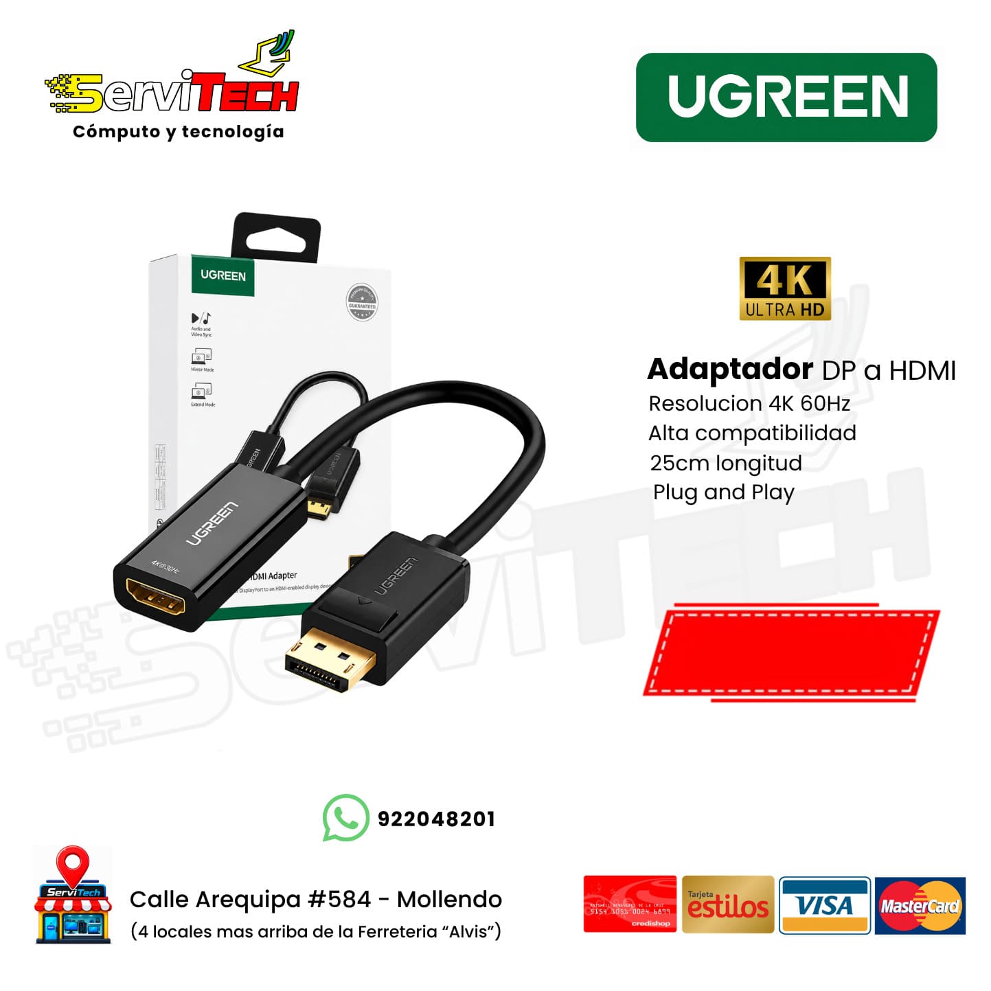Adaptador DisplayPort a HDMI UGREEN