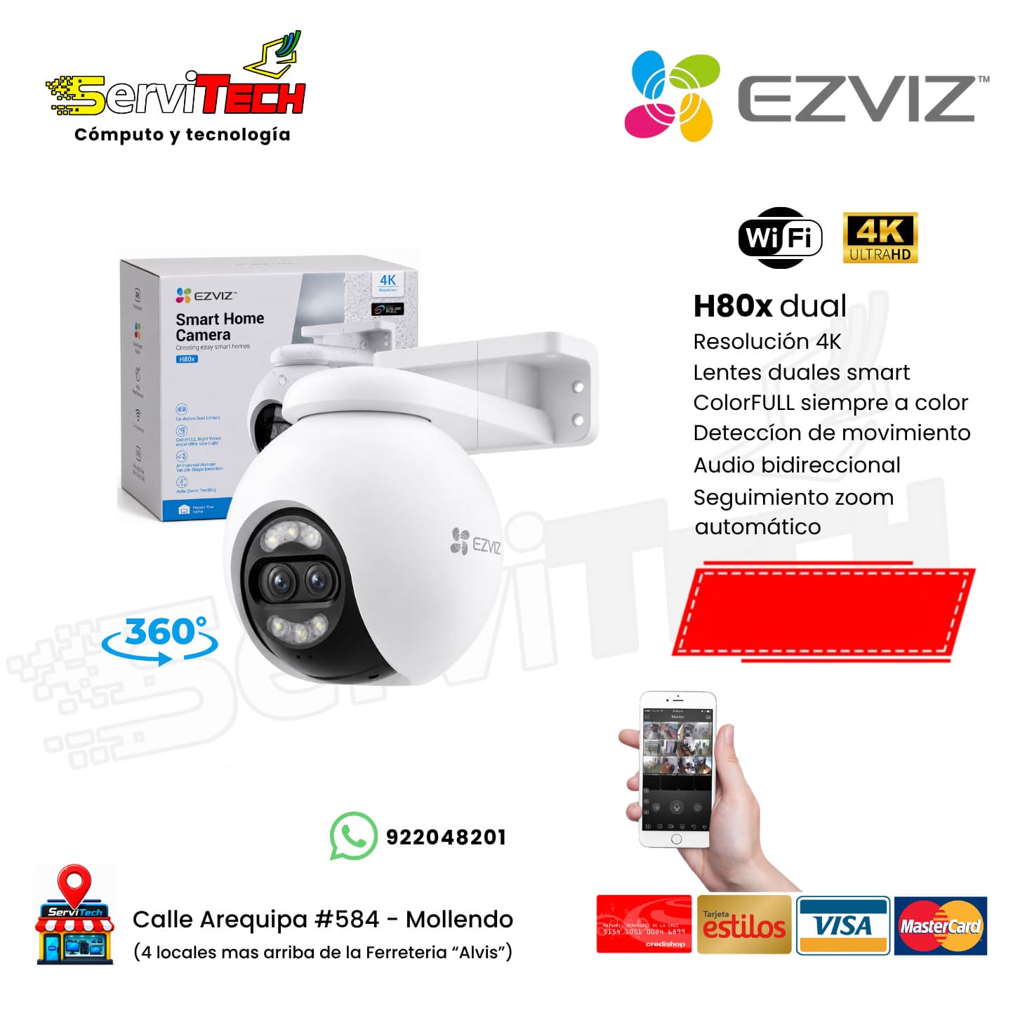 Camara Inalambrica EZVIZ H80X dual 4K (Exterior Giratoria)