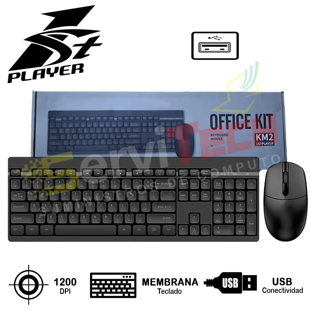 KIT 2 en 1 Teclado/Mouse 1ST PLAYER KM2 - Cableado