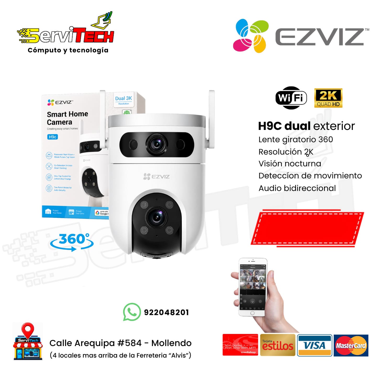 Camara Dual Inalambrica EZVIZ H9C 2K (Exterior Giratoria)