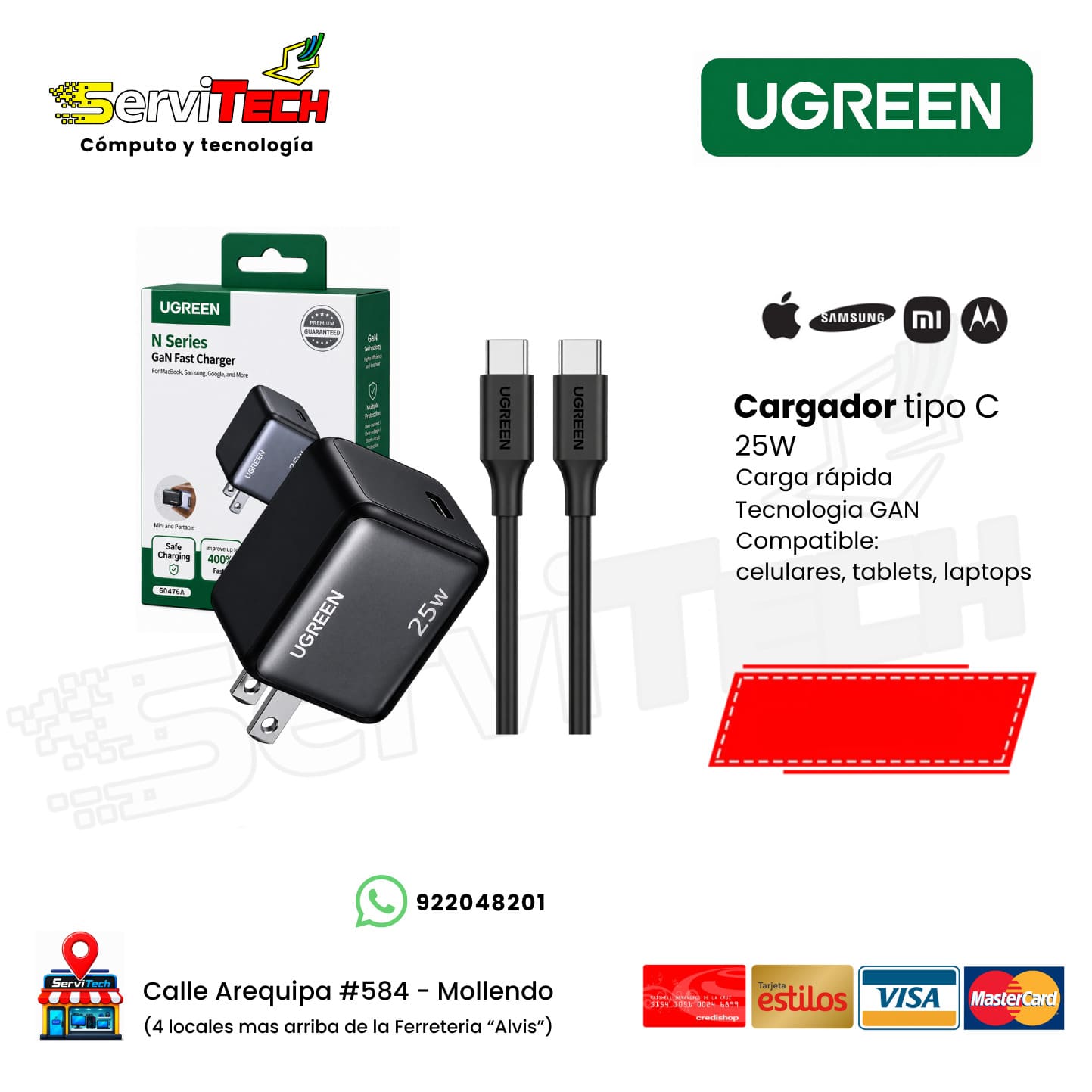Cargador Tipo C 25W UGREEN