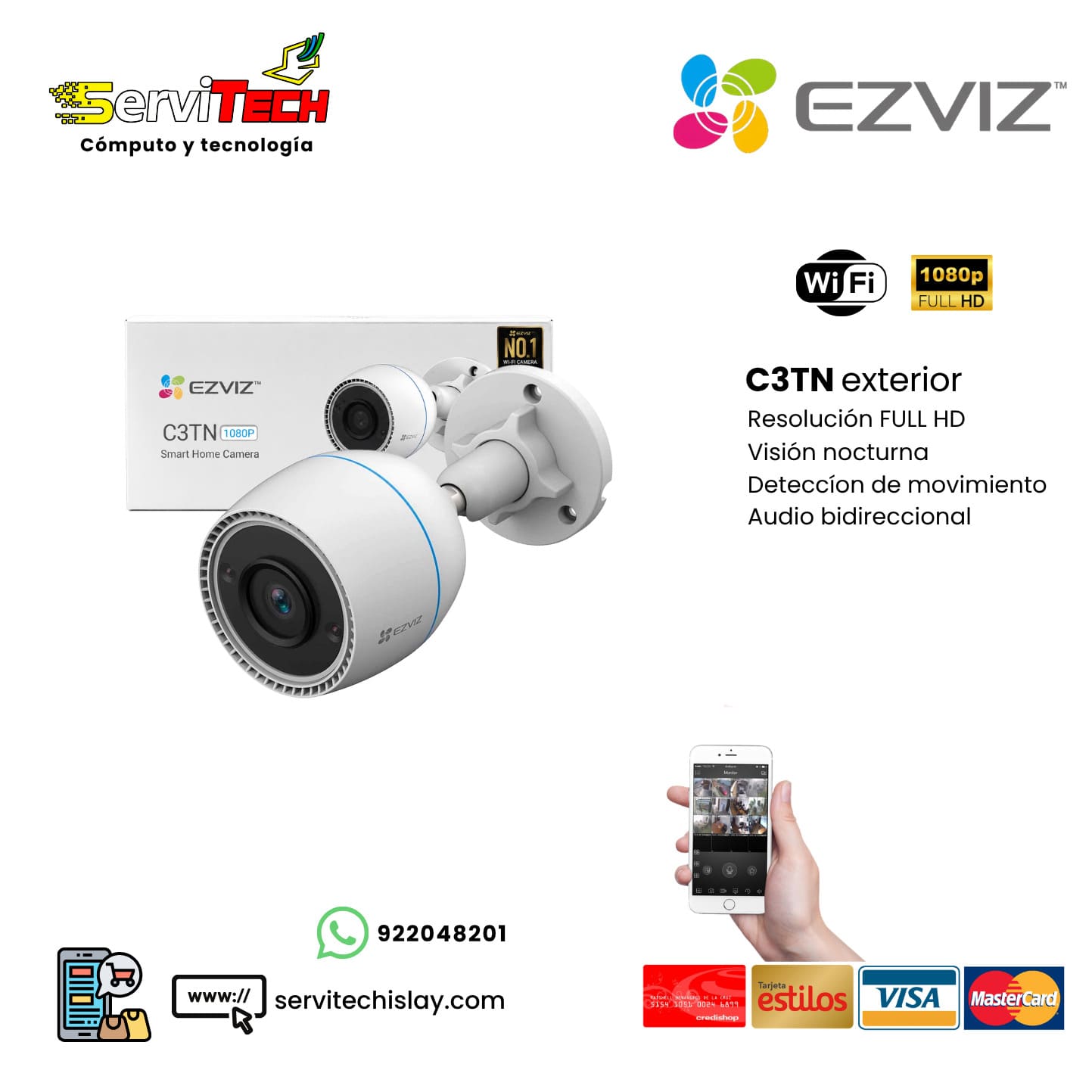 Camara inalambrica EZVIZ Cs-c3tn FULL HD (exterior fija)