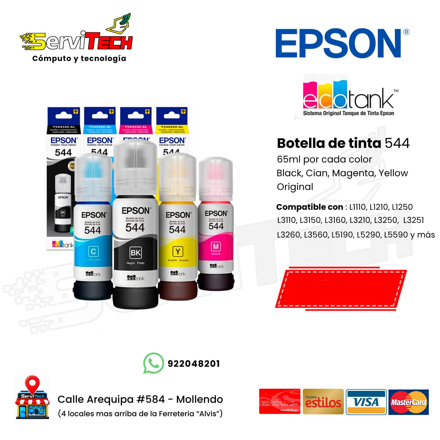 Botellas de tinta EPSON 544 - 65ml