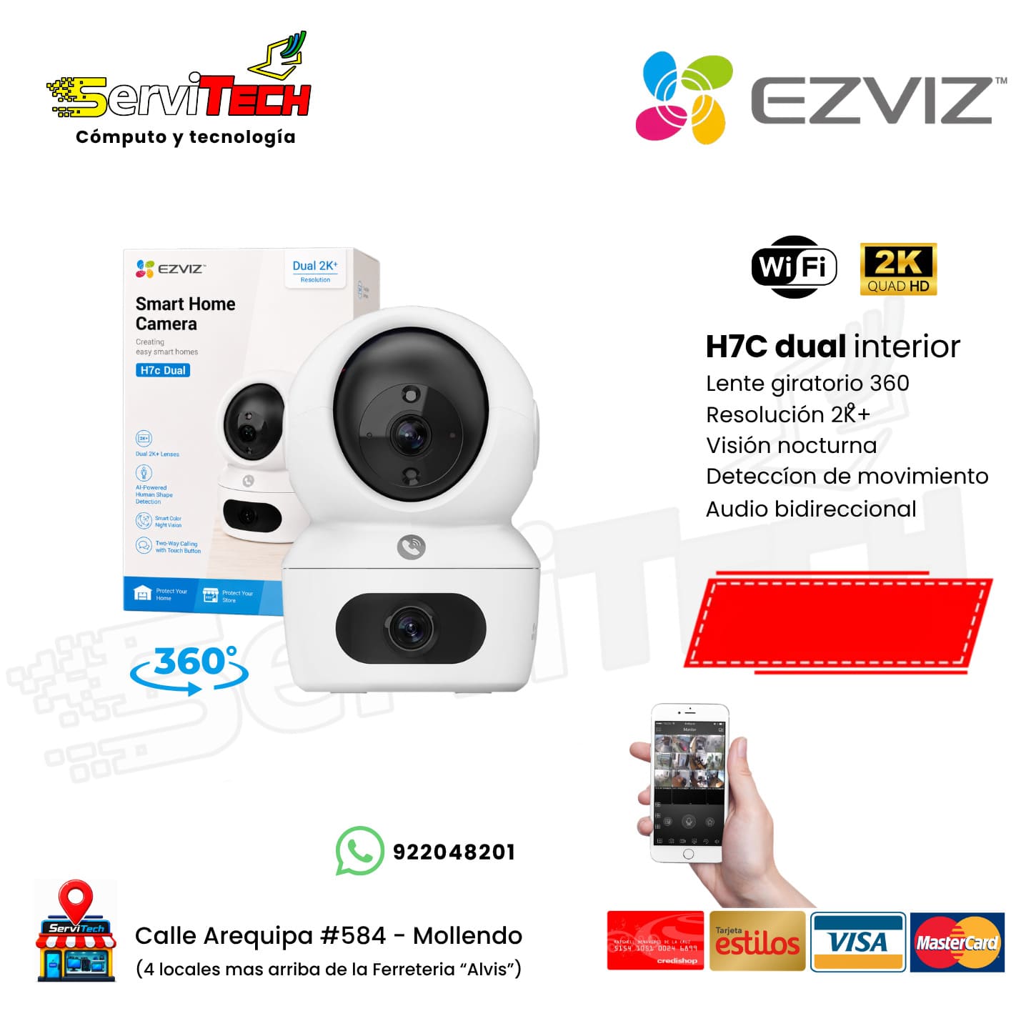 Camara Inalambrica Doble Lente EZVIZ H7C 2K (Interior Giratoria)